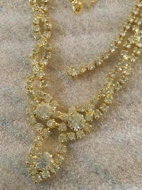 Rhinestone And Gold Tone Necklace